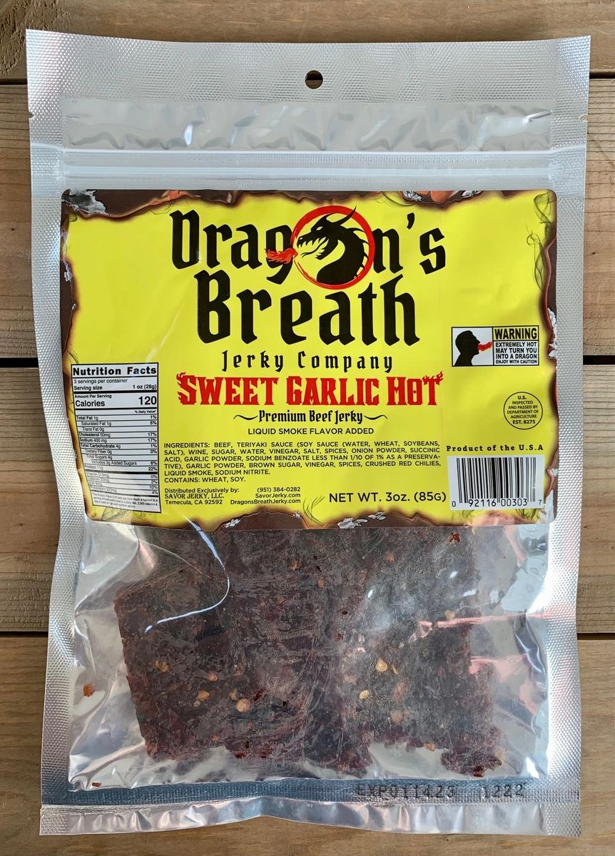 Dragon's Breath Jerky Company - 3oz Sweet Garlic Hot