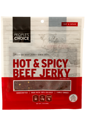 People's Choice Beef Jerky 3oz Hot & Spicy Bag